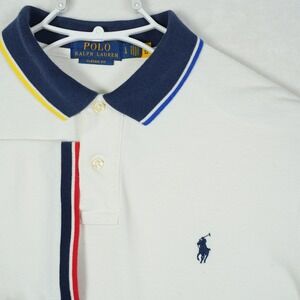 Polo Ralph Lauren Mens White Classic Fit Tipped Collar Polo Shirt Large